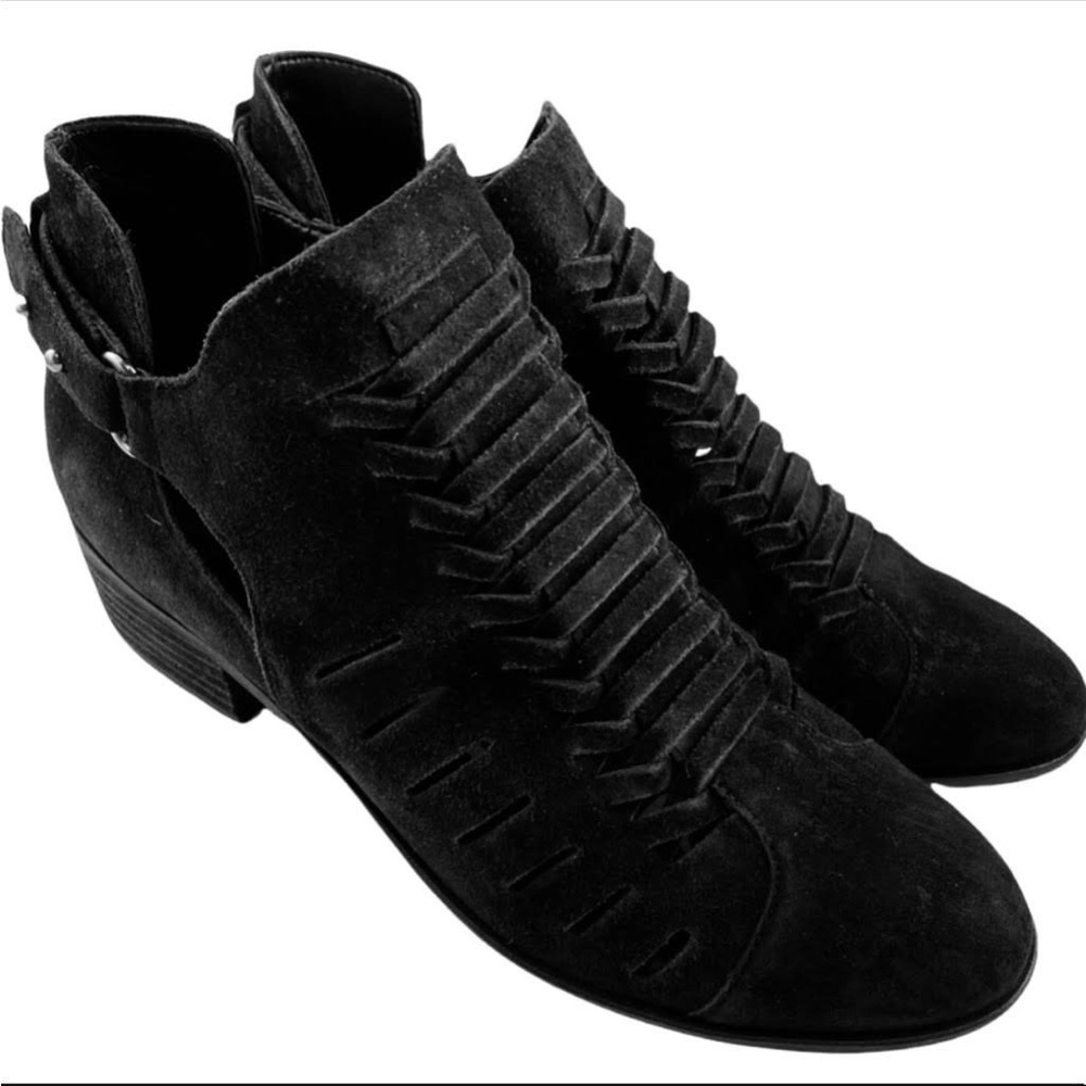 Sam Edelman Pierson Black Suede Strappy Booties, 10 LIKE NEW
